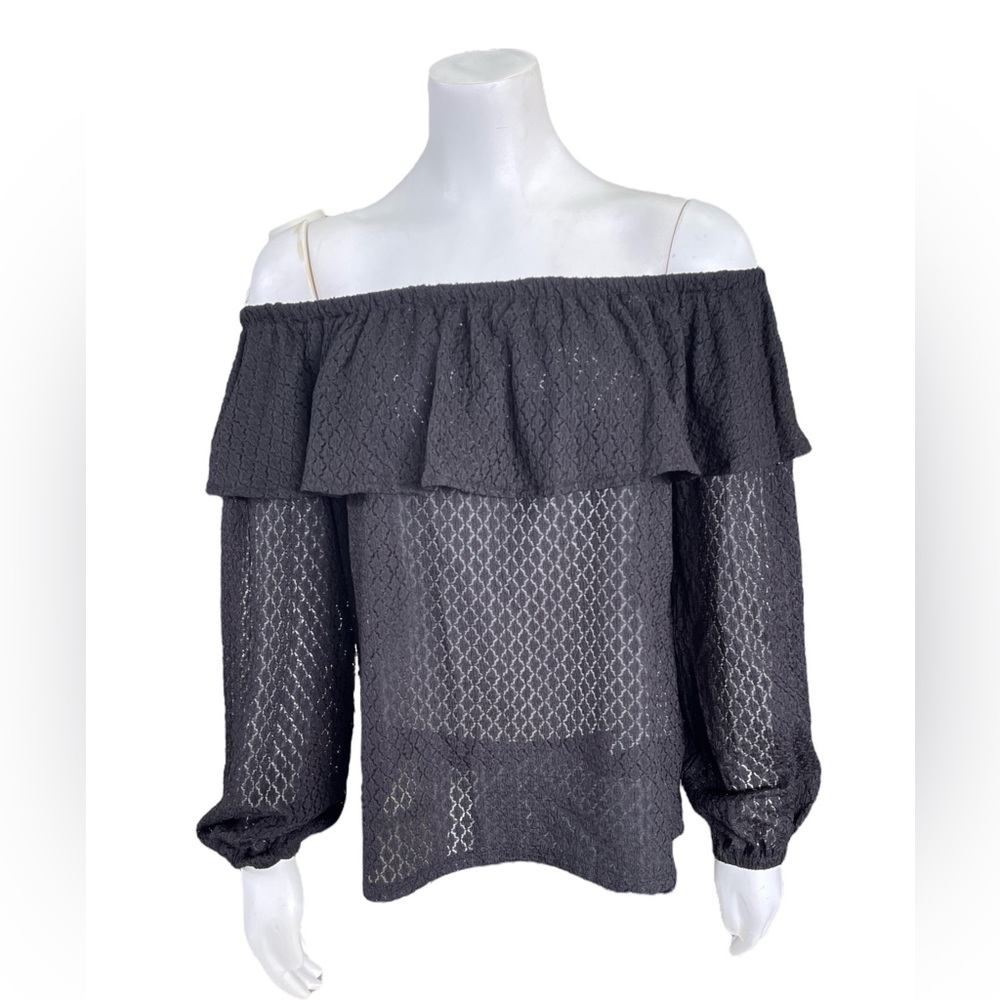 NWT Michael Kors Black Off the Shoulder Blouse Sz M Women